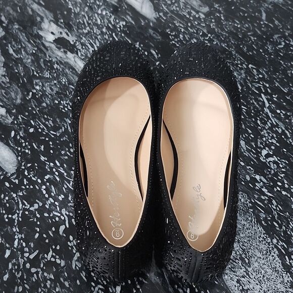 BRAND NEW HERSTYLE BLACK RHIENSTONE SLIP-ON WOMEN"S FLAT - Picture 3 of 13
